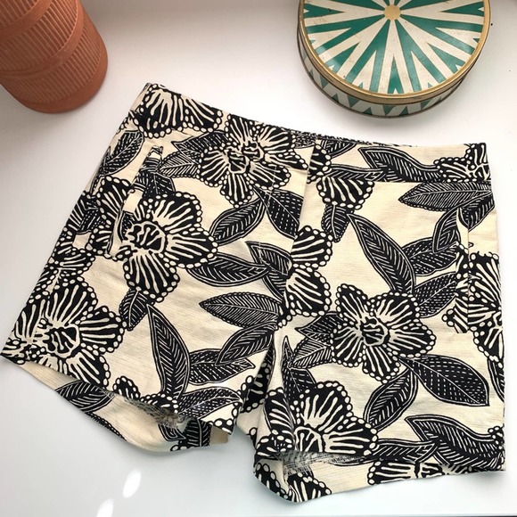 J. Crew Pants - J. CREW Polynesian Cream Black Floral Shorts 0